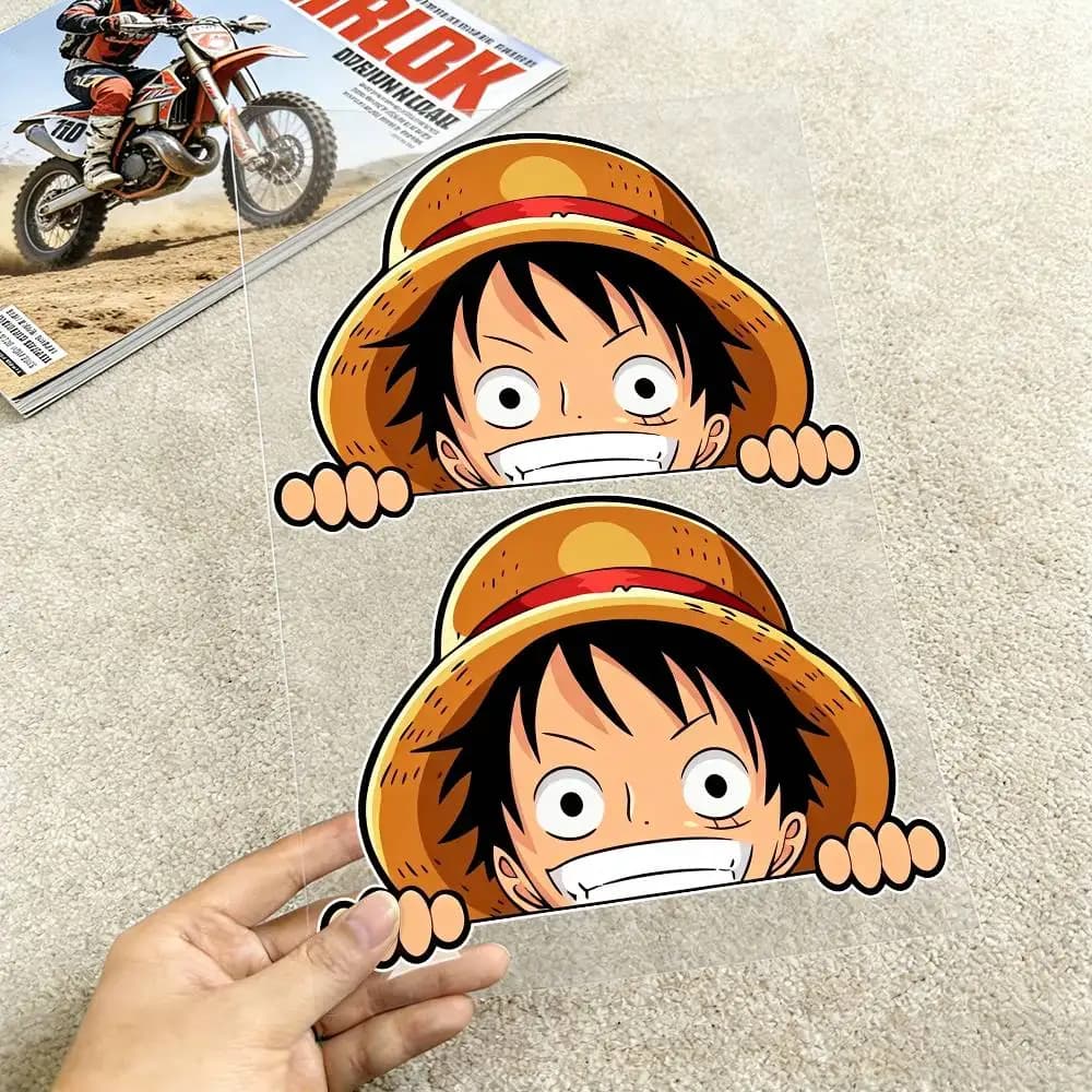 Adesivi Riflettenti Moto One Piece Monkey D. Luffy e Usopp, Impermeabili per Casco, Scooter, Serbatoio Carburante, Cassetta degli Attrezzi, Racing