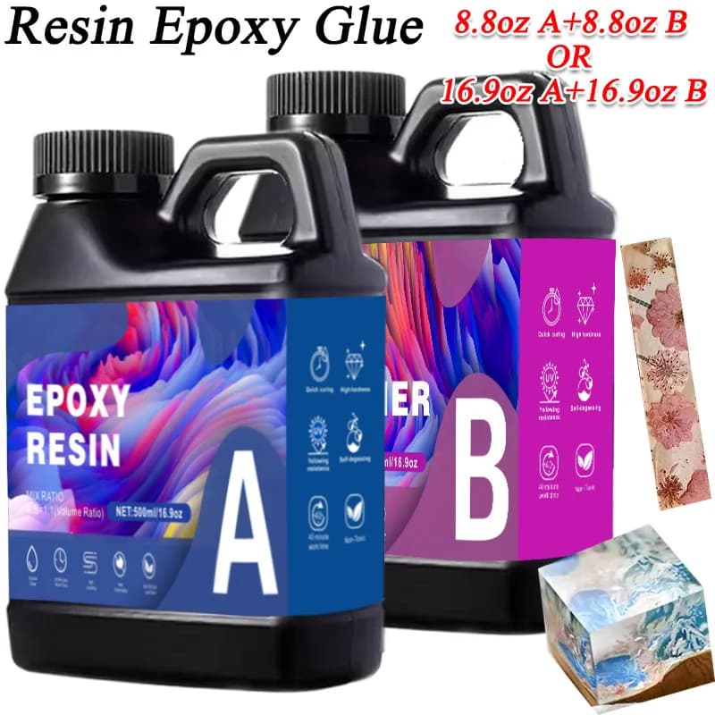 Colla epossidica in resina AB da 17,6 once/33,8 once Resistenti ai raggi UV Resina autolivellante per colata e rivestimento per tavolo di gioielli Progetto d'arte diverso