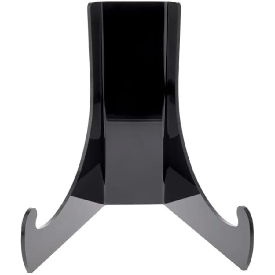 Grande cavalletto nero in acrilico con retro piatto e ripiani di supporto profondi 12" H x 10" L x 9.75" P