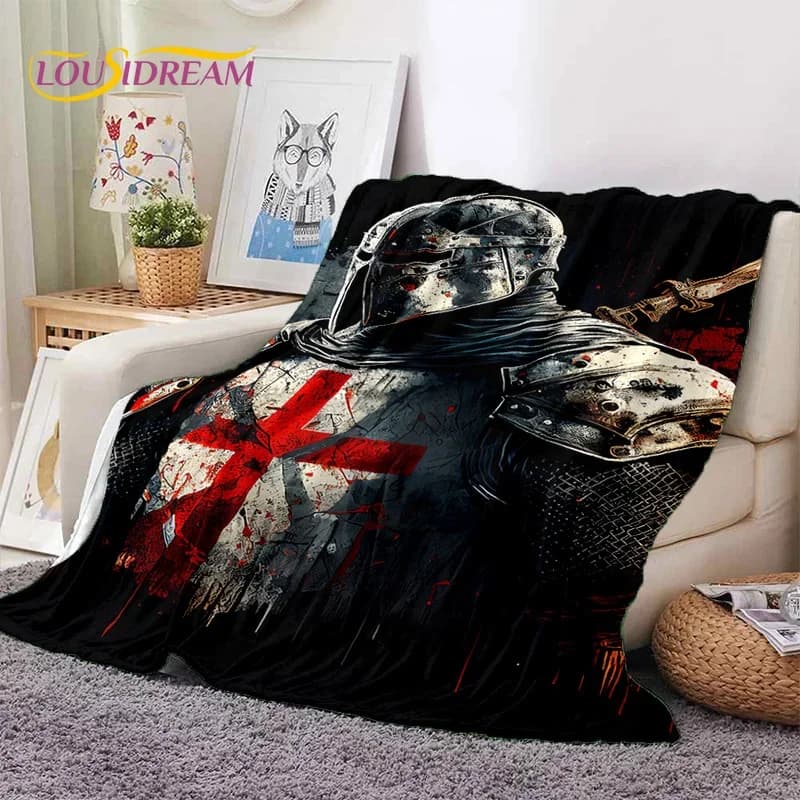Cavaliere Templar Cavalier Crusaders Cartoon Soft flanella coperta per letti camera da letto divano Picnic, coperta per copertura regalo all'aperto