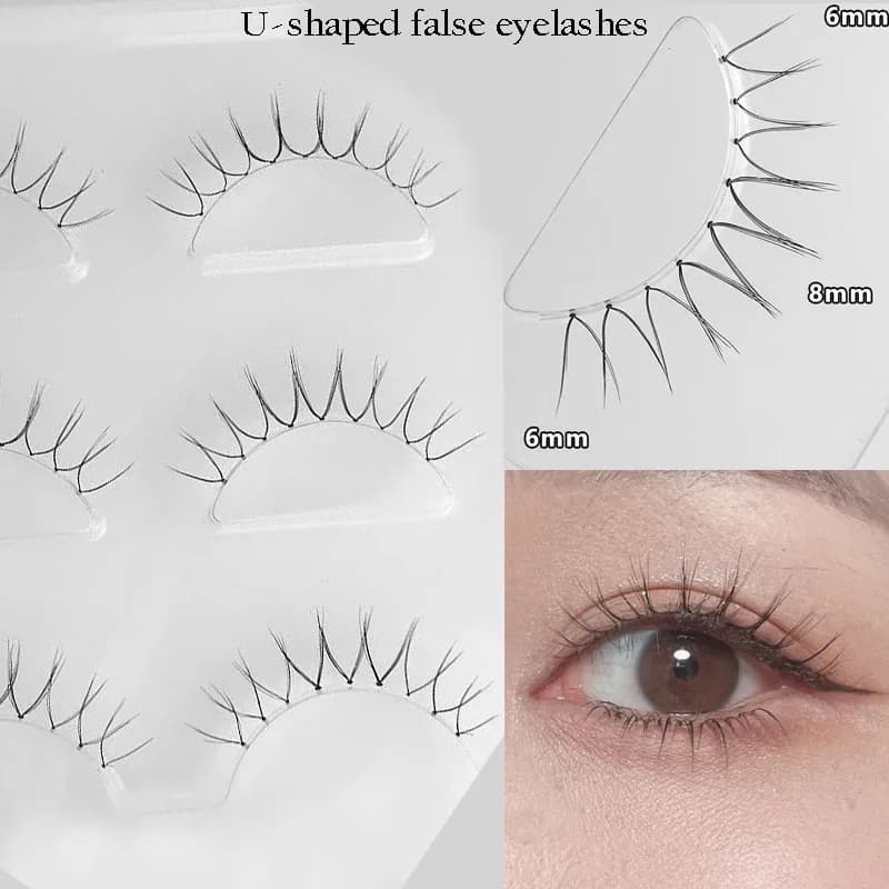 Korean girl group fake eyelashes shaped U stem transparent natural eyelashes handmade make-up fairy graft extension eyelashes
