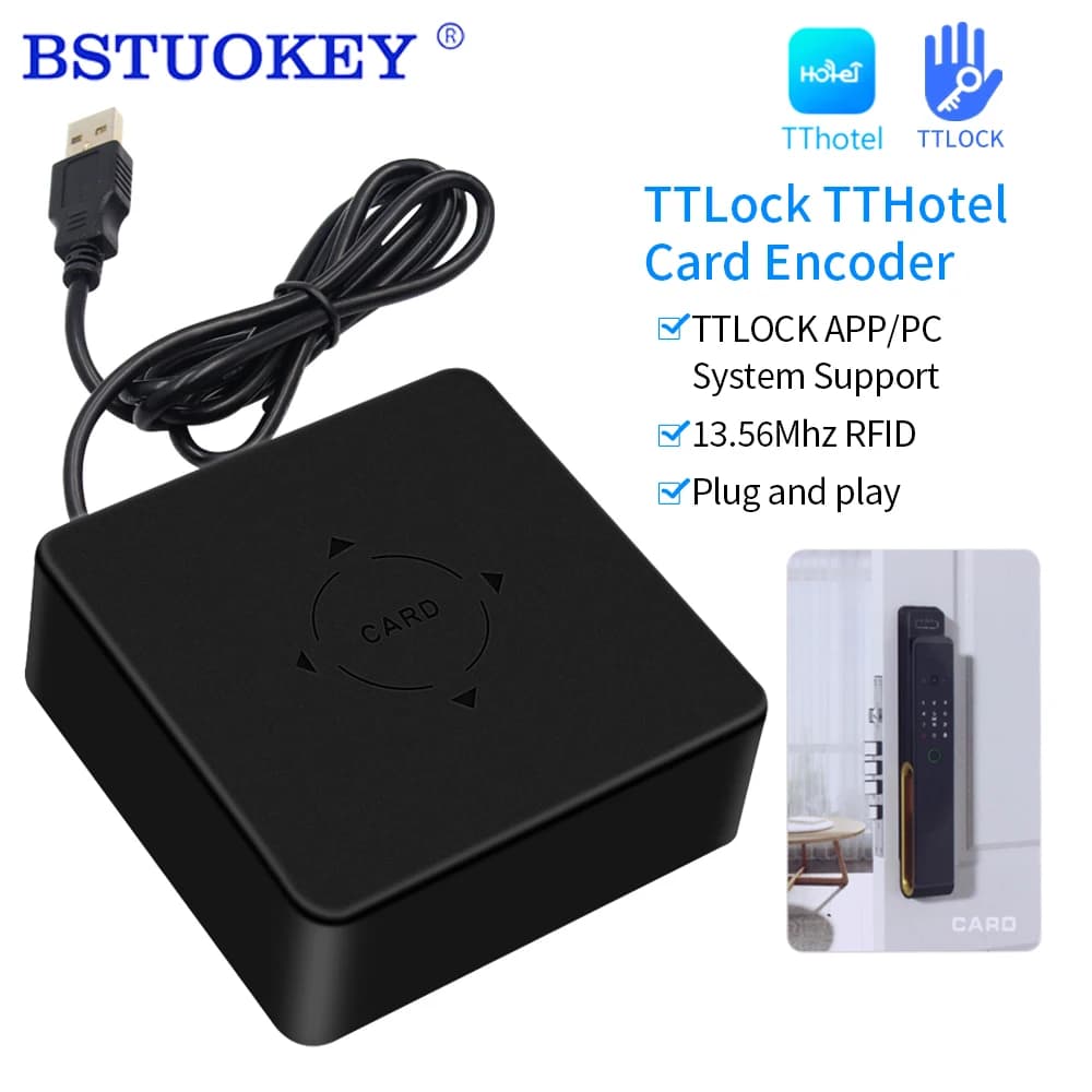 TTLOCK Smart Card Encoder NFC 13,56 Mhz M1 Lettore di schede Scanner chip RFID E5 Funziona con il software di app del sistema TTHotel TTRental