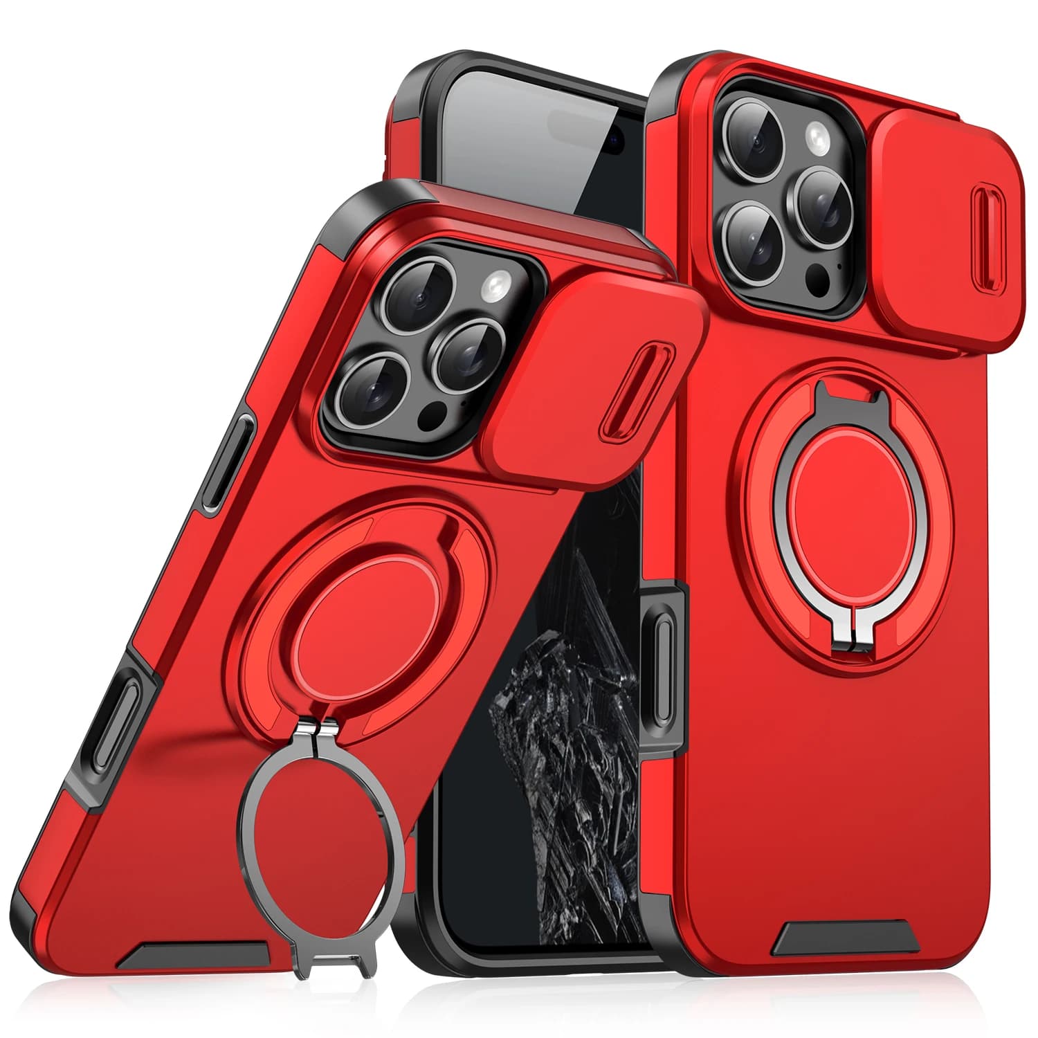 Custodia per telefono con supporto magnetico per iPhone 17 Pro Max 16 E 15 Plus 14 13 12 11 Pro Max Custodia protettiva per fotocamera scorrevole Armatura anticaduta