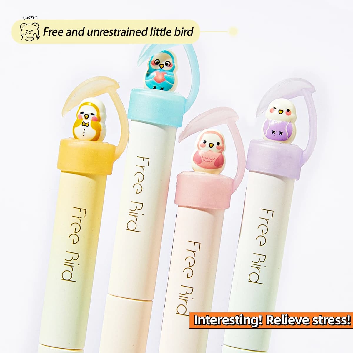 4/8PCS Cute Rotating Bird Gel Pens, 0.5mm Black Ink, Smooth & Quick-Dry, Fun Stress Relief Pens for School & Office Gifts