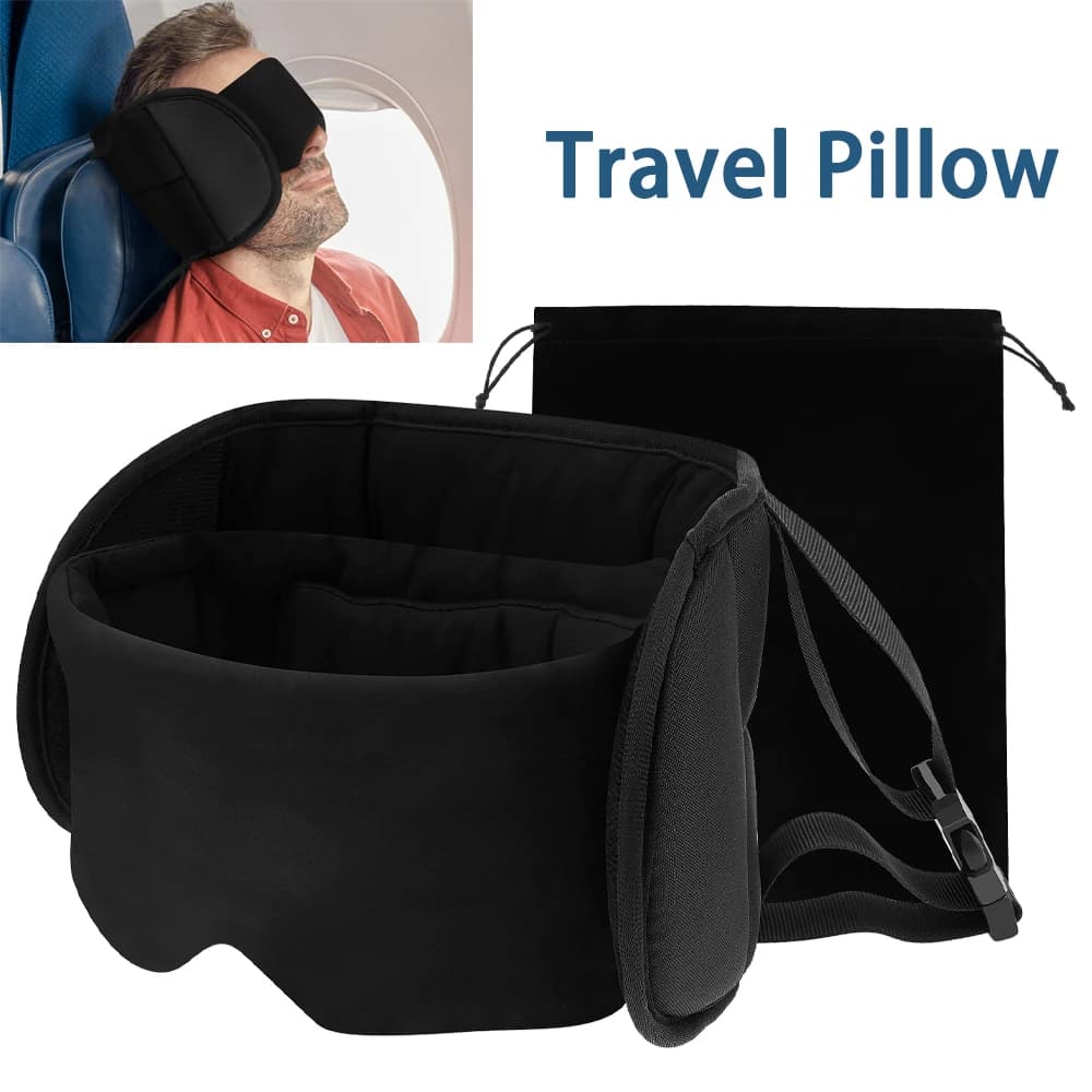 Travel pillow for neck with eye mask 360 ° Air cushion with housing Comfortable headrest for neck for sleeping in car