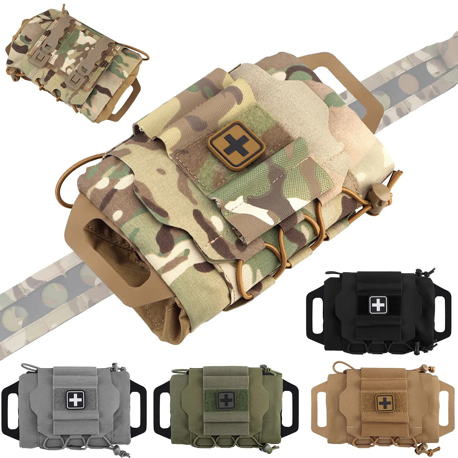 IFAK Pouch Supplies Bag Kit di pronto soccorso a distribuzione rapida Molle Sistema a due pezzi Med Roll Carrier attaccato alla cintura Pannelli gilet