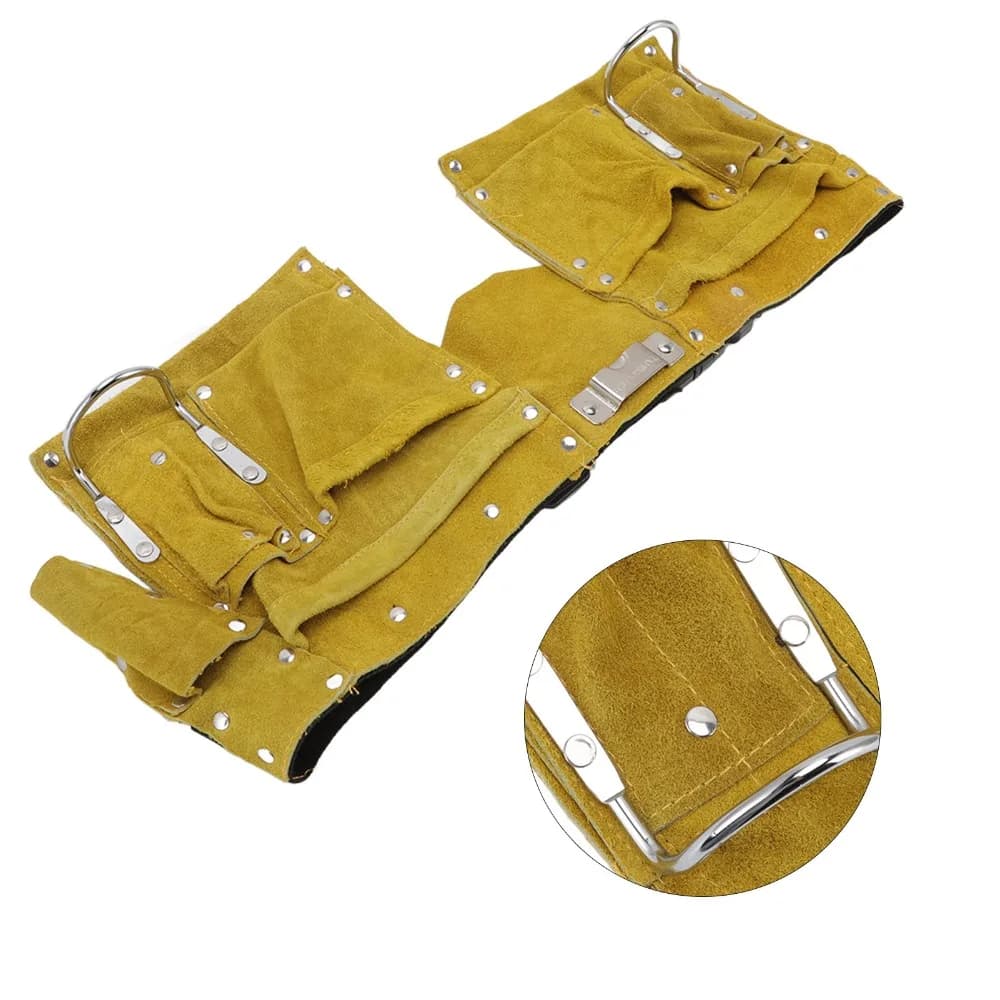 Leather Leather Tool Belt Multiple Pockets with Quick Release Buckle Woodworking Tool Belt Portable Sturdy Tool Waist Bag