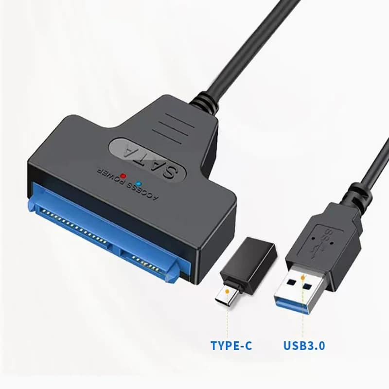 Cavo adattatore da SATA a USB 3.0 per trasferimento dati di dischi rigidi HDD/SSD da 2,5 pollici, cavo SATA 2 in 1, convertitore per disco rigido esterno
