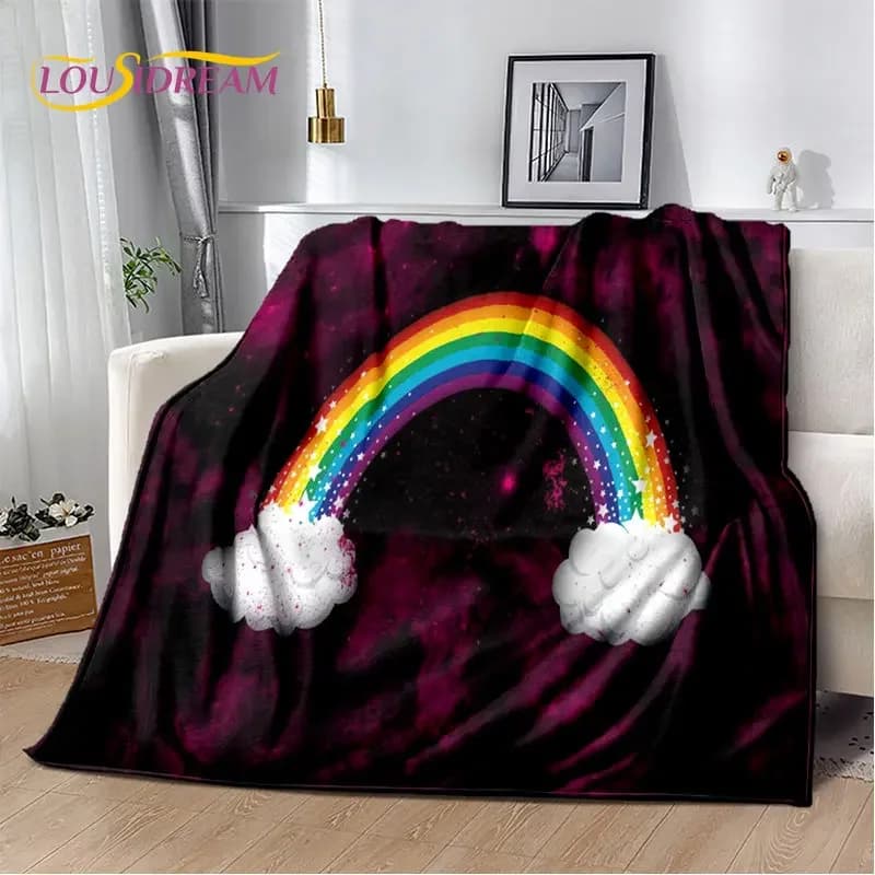 Coperta morbida in peluche con illusione di colori cromatici arcobaleno, coperta in flanella per soggiorno, camera da letto, divano letto, copertura da picnic