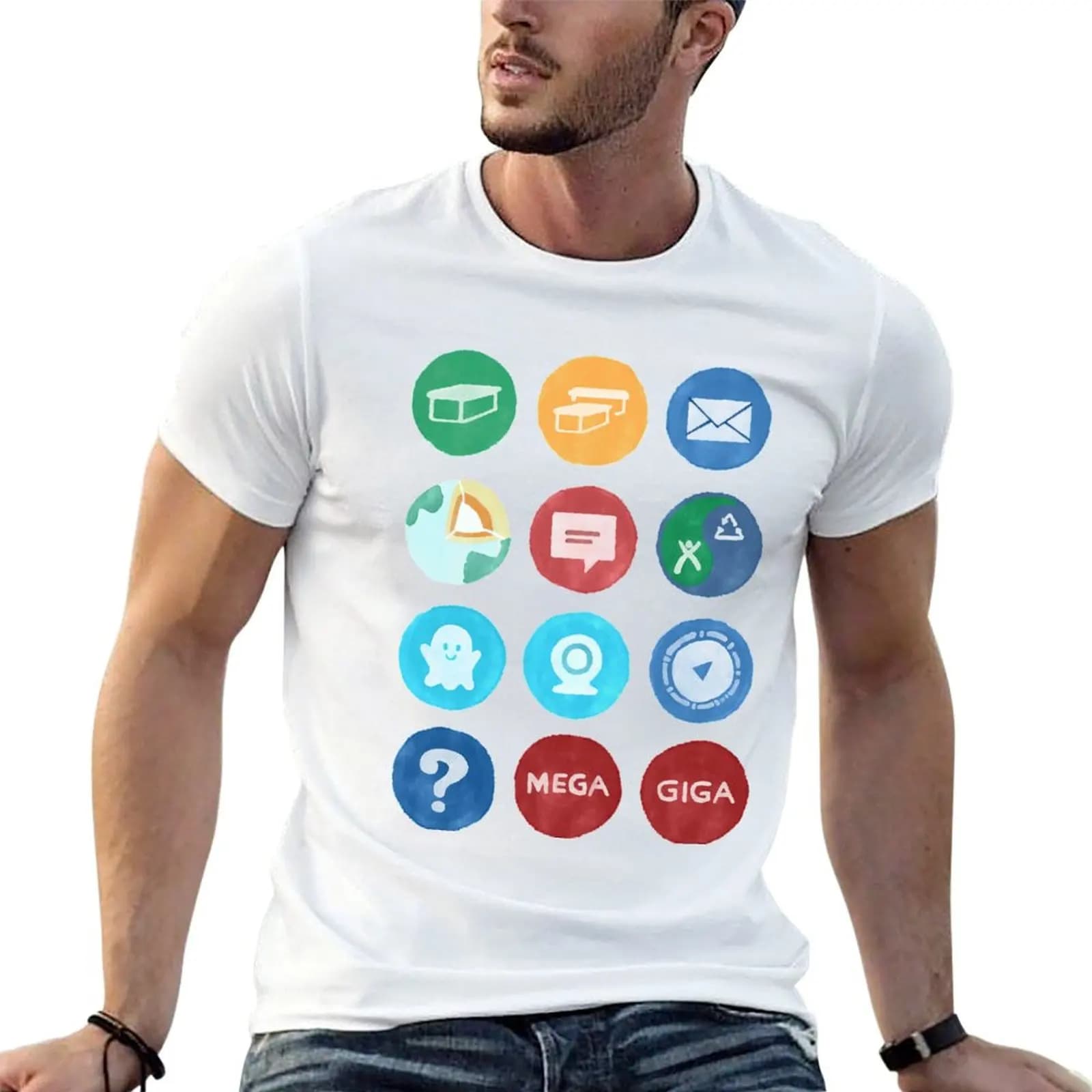 Watercolor Geocaching Symbols Traditional, Multi, Letterbox, Earthcache, Event, CITO, Virtual, Webcam, Wherigo, Mystery, T-Shirt