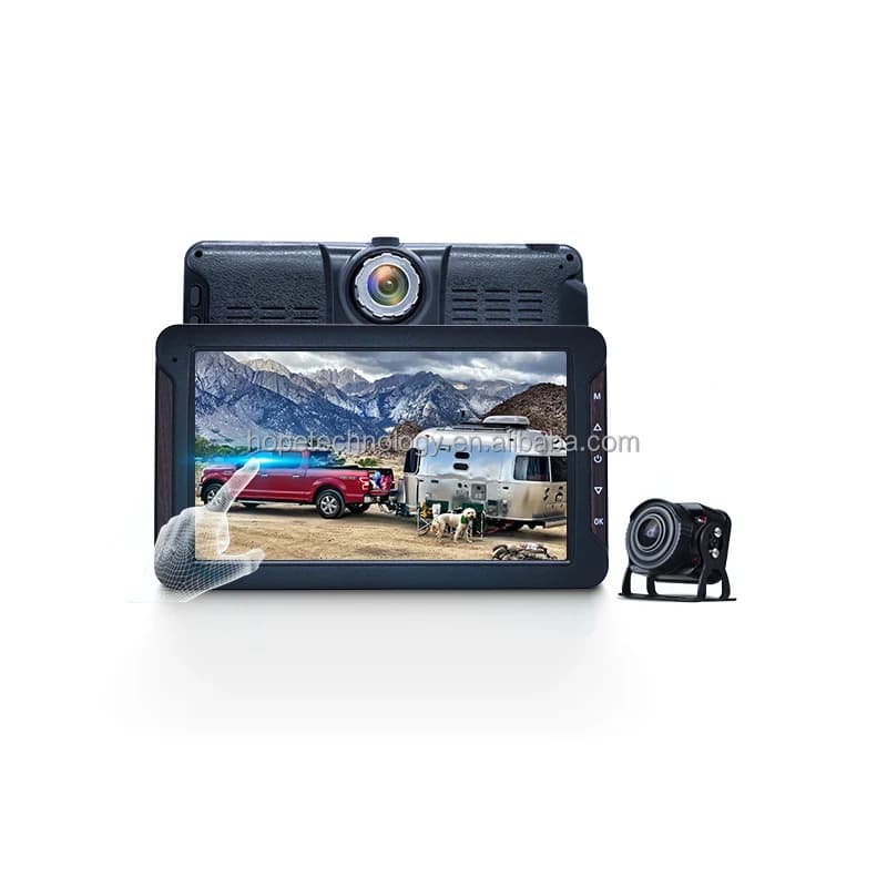 Touch Screen 7 Inch 1080P AHD Camera Full Color Loop Recording 2 Channel Dash Cam Car DVR