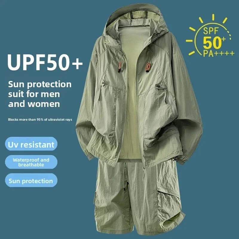 Tuta Sportiva UPF50+ con Protezione Solare, Giacca Casual in Seta Ghiacciata, Set per Jogging e Allenamento all'Aperto, Traspirante e ad Asciugatura Rapida
