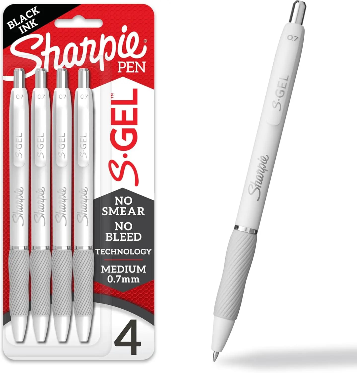 Penne Gel Punta Media 0.7mm Inchiostro Nero Confezione da 4 - Scrittura Fluida, Senza Sbavature, Asciugatura Rapida, Impugnatura Comoda per Diari e Appunti