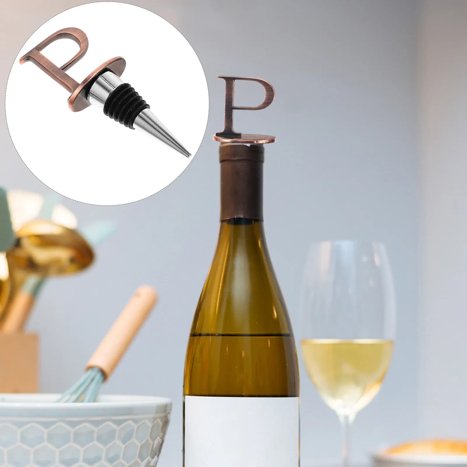Tappo per Bottiglia di Vino Riutilizzabile in Metallo e Silicone, Sigillo Ermetico Premium, Accessori per Vino