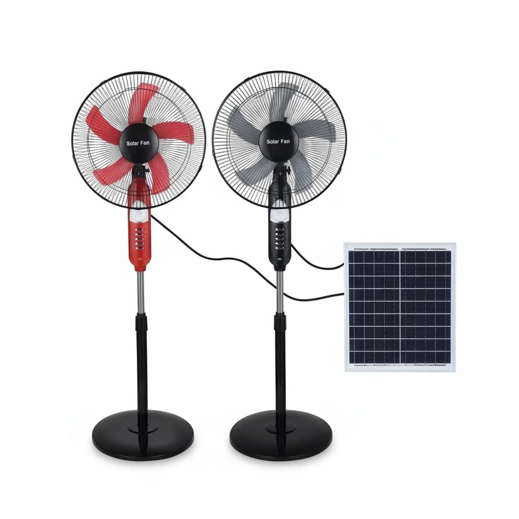 Ventilatore Solare Ricaricabile, 12V 24V DC AC 16 Pollici/40,6cm Ventilatore Solare in ABS con Pannello, Ventilatore a Piantana a Batteria, Ventilatore Solare di Emergenza