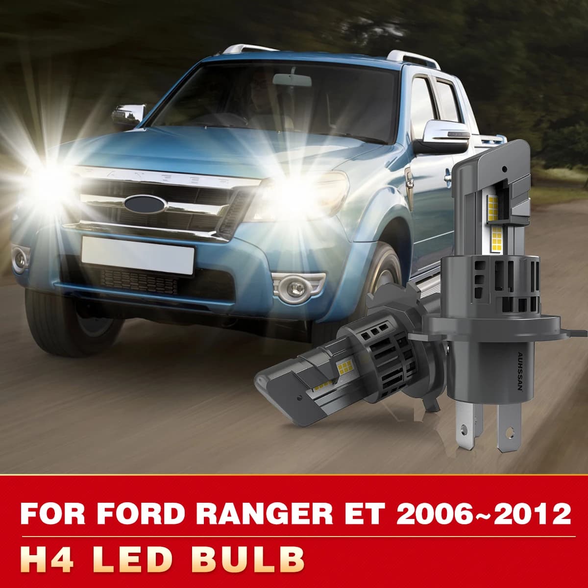 2x H4 Led Canbus lampadina faro 24000Lm abbagliante anabbagliante fendinebbia bianco con ventola Led Super luminoso per FORD RANGER ET 2006 ~ 2012