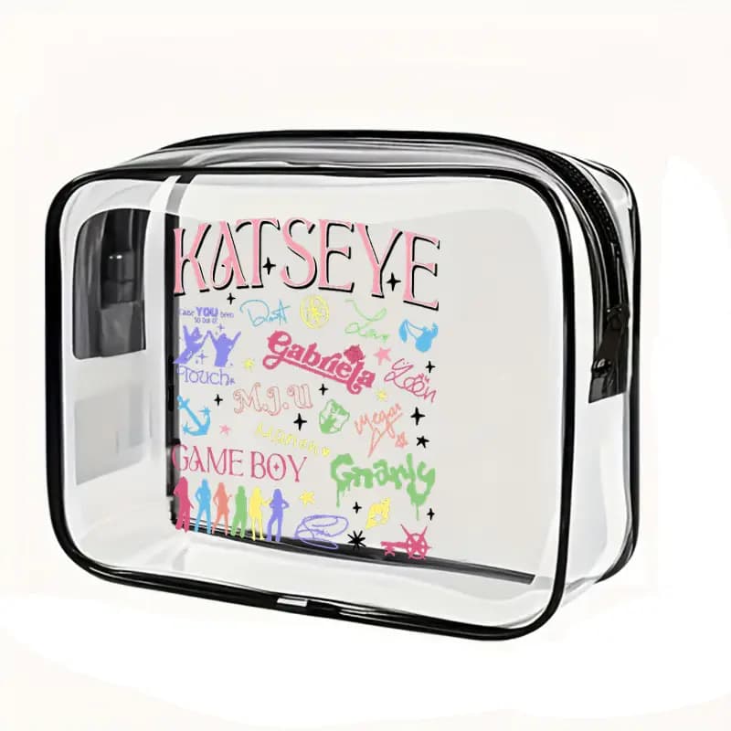 Women Large Capacity Pvc Waterproof Wash Bag Multi Functional Storage Bag Travel Makeup Bags Kpop Fan Gifts KATSEYE World Tour