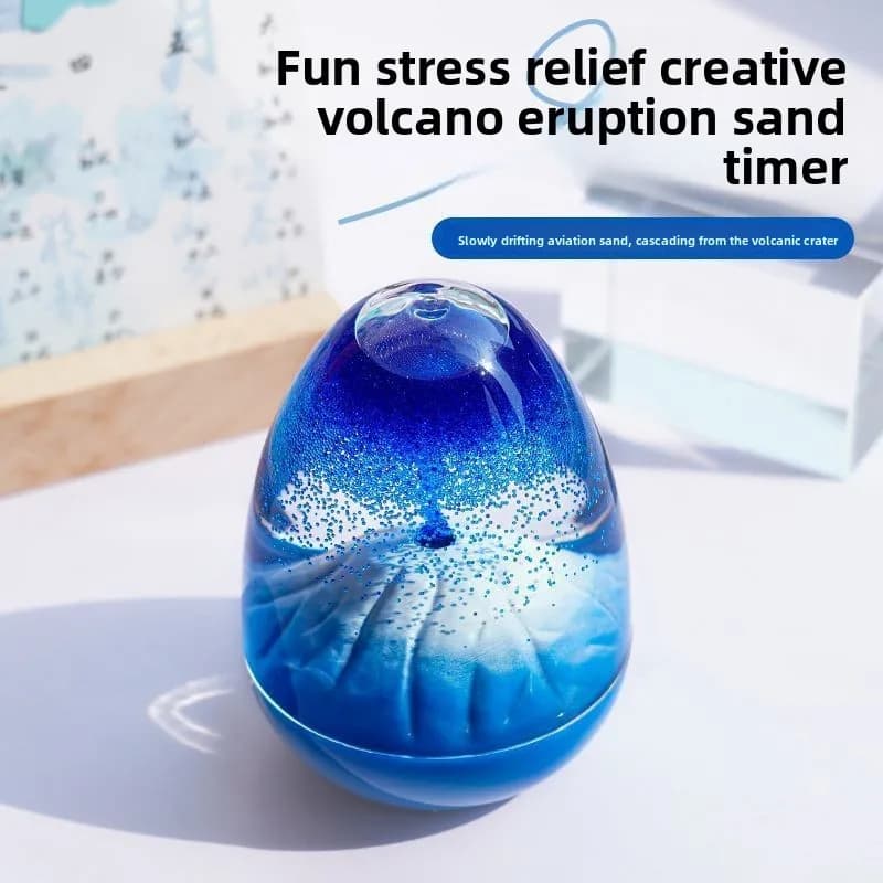 Modello in Miniatura di Vulcano in Eruzione, Timer a Sabbia Cinetica Antistress, Giocattolo Sensoriale per Alleviare l'Ansia e Decorazione con Flusso di Lava
