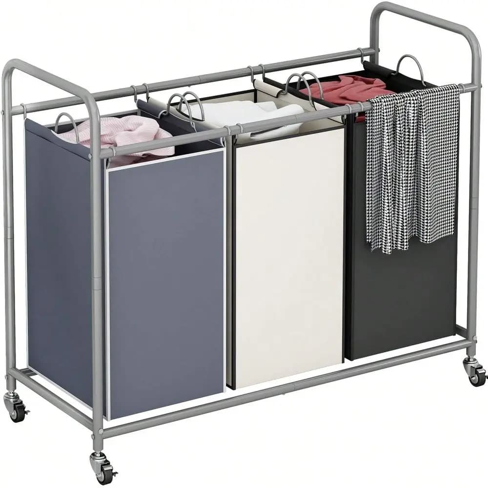 Laundry Basket Hamper Laundry Sorter Cart Laundry Room Organization With Heavy Duty Rolling Lockable Wheels And Removable Bags,S