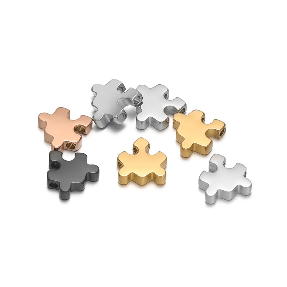5 pcs stainless steel puzzle spacer beads for diy crafts creation jewelry necklace bracelet accessories bulk clothing