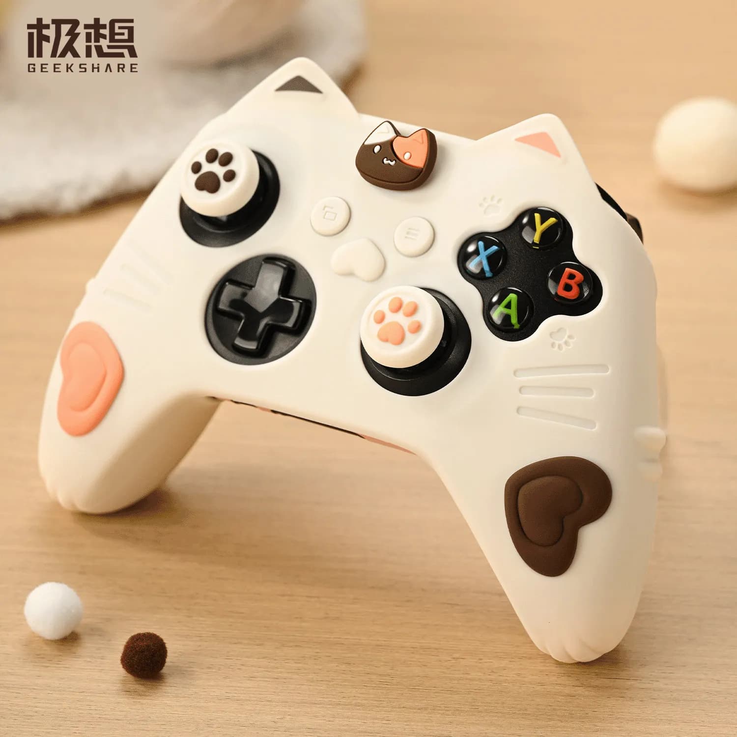 GEEKSHARE Calico Cat Ear Silicone Case per controller Xbox XSS XSX, custodia antiurto con impugnature a zampa, accessorio da gaming