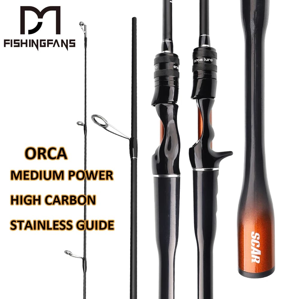 FISHINGFANS ORCA MEDIUM POWER HIGH CARBON SEA Acqua dolce BASS TAPERED SPINNING CASTING PESCA