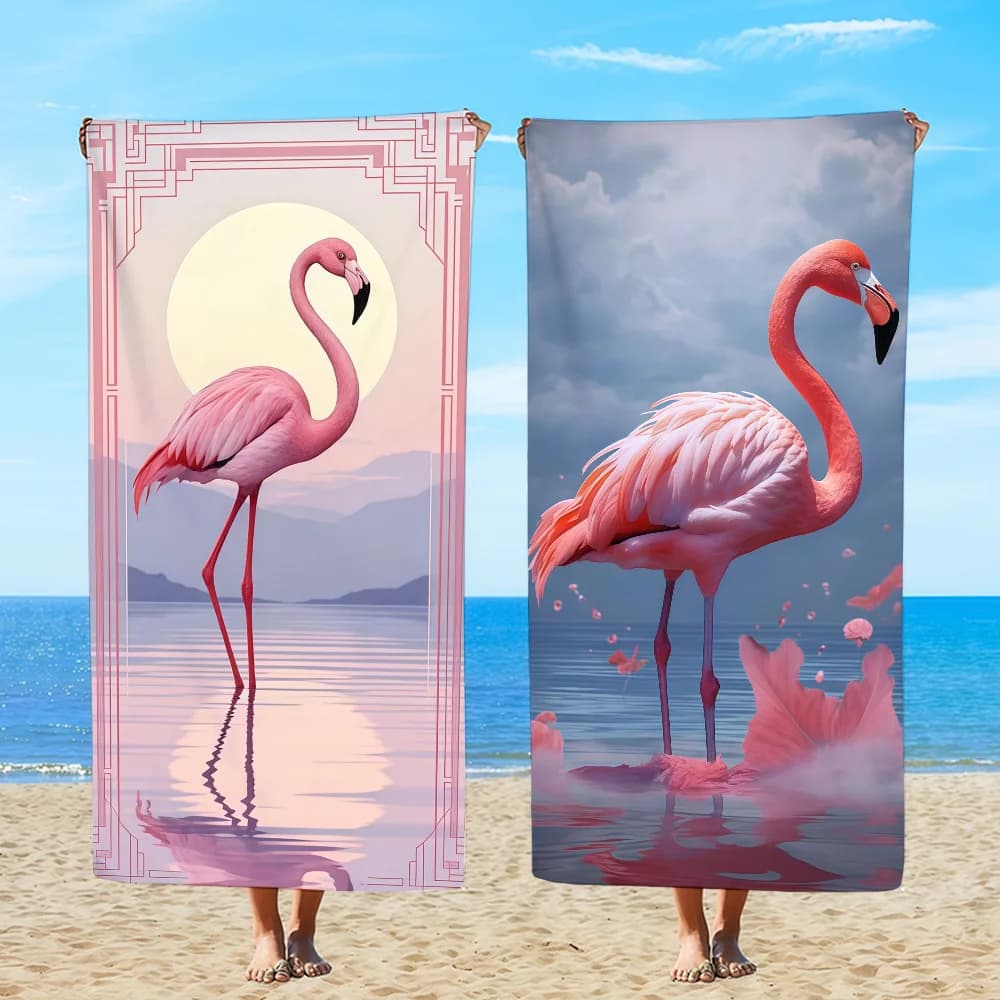 Flamingo Towel Textile Bathrobe Beach Quick-Drying Lightweight Portable Camping Swim Pool Travel