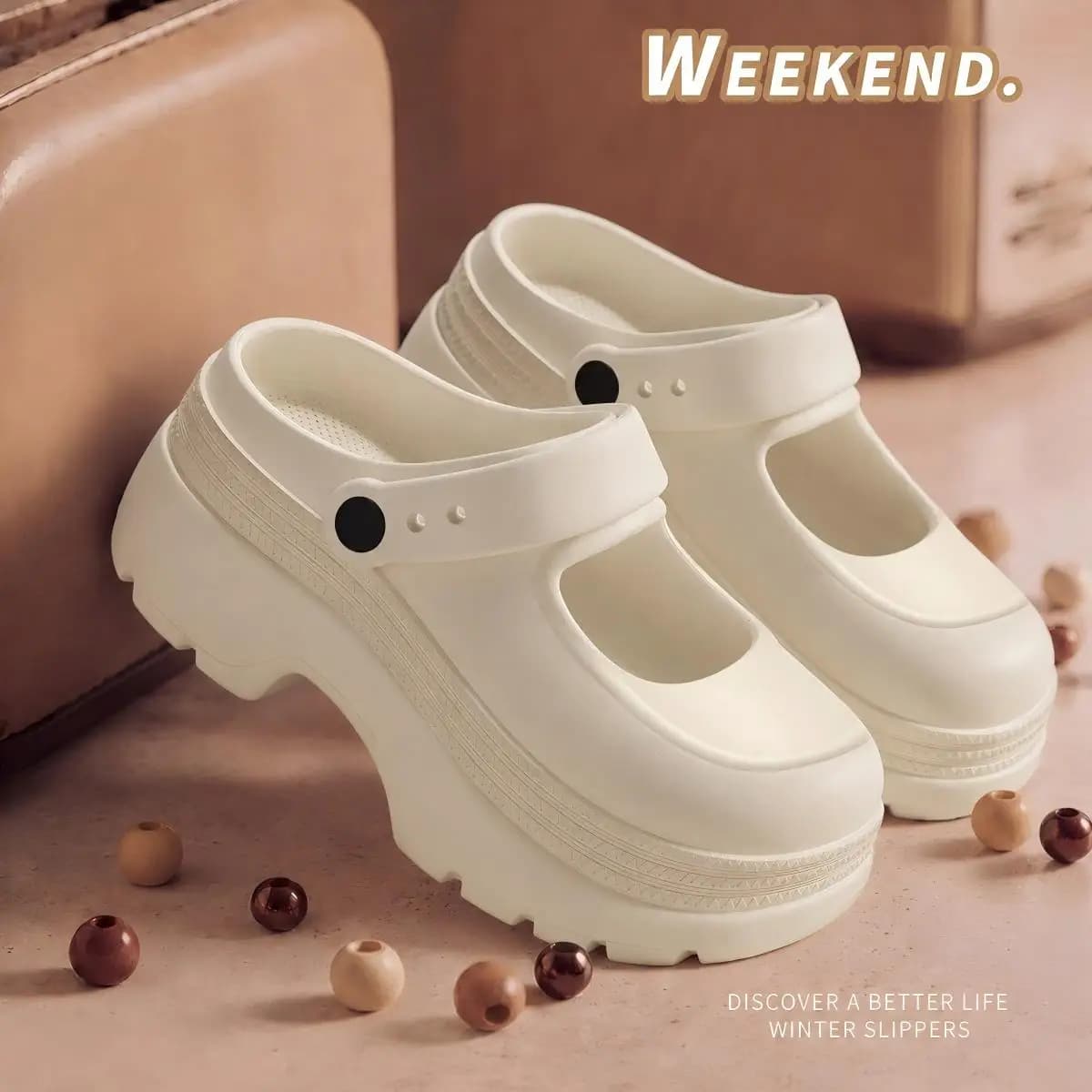 Women's Mary Jane Slippers, Women's Summer New Fashion Thick-Soled Non-Slip Beach Sandals for Women to Wear Outside