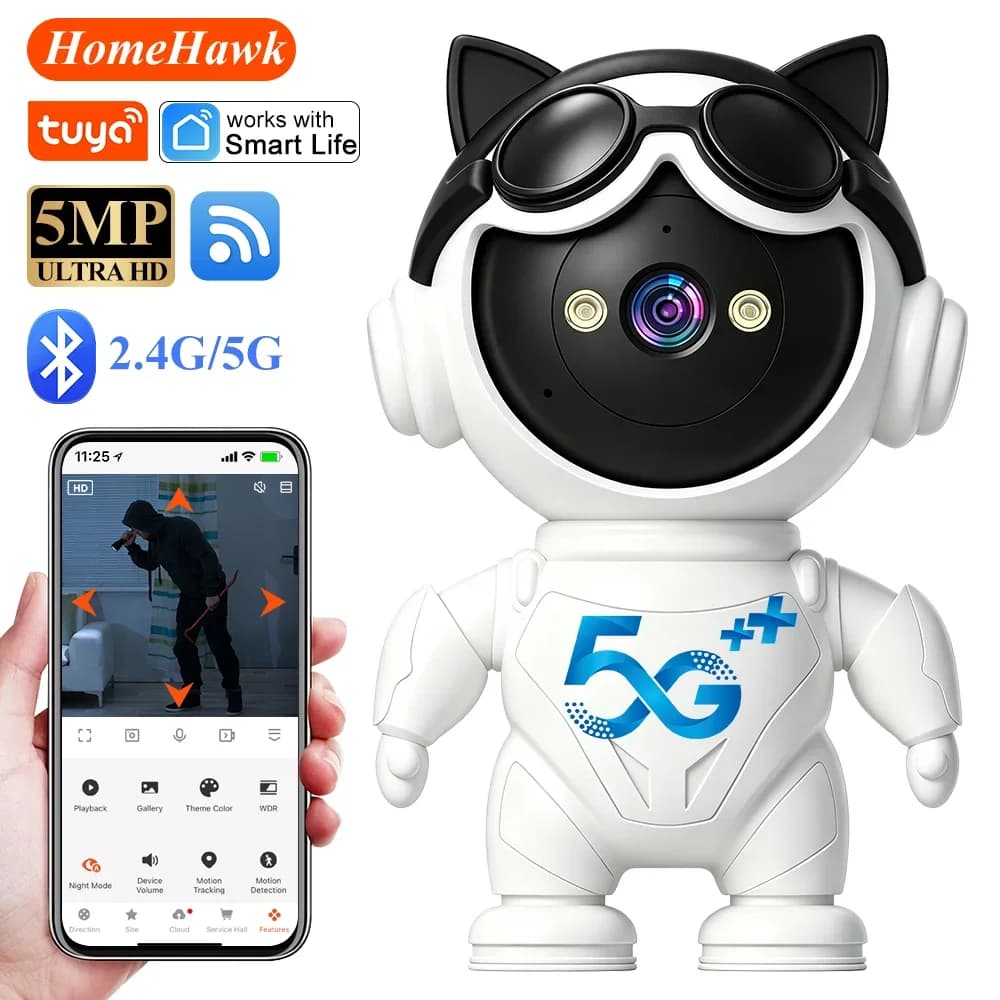 Tuya Smart Wireless IP Camera Mini WiFi Indoor Robot Baby Monitor Two Way Audio Motion Detection Video Webcam Robot Pet Camera