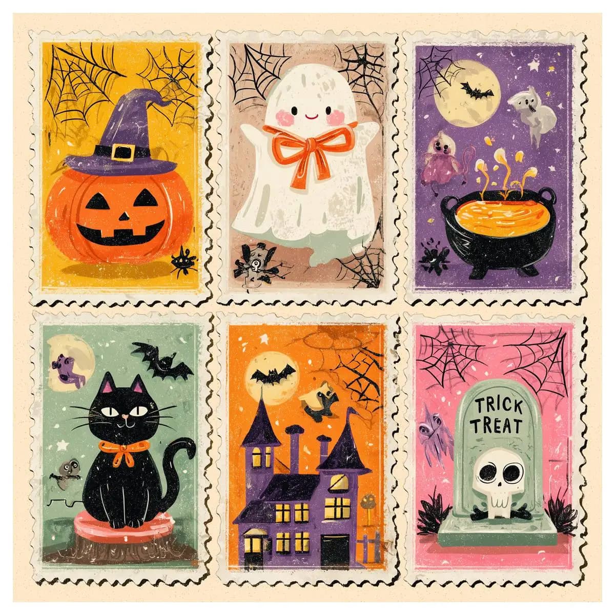 1pc 30X30CM/11.8inch Halloween 6-square grid pattern stamped cross stitch kit DIY kit 11CT/14CT accessories Hanging Painting
