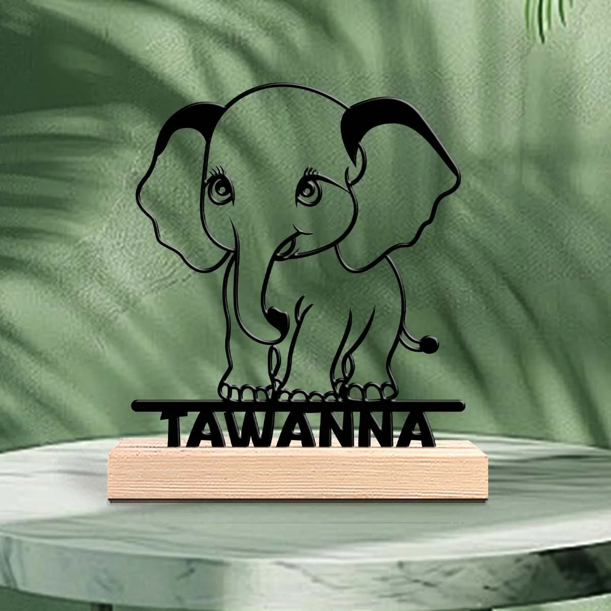 1pc Metal Desktop Ornaments and Decorations Customizable Name Equipped with A Wooden Base Festival Ornaments and Decorations