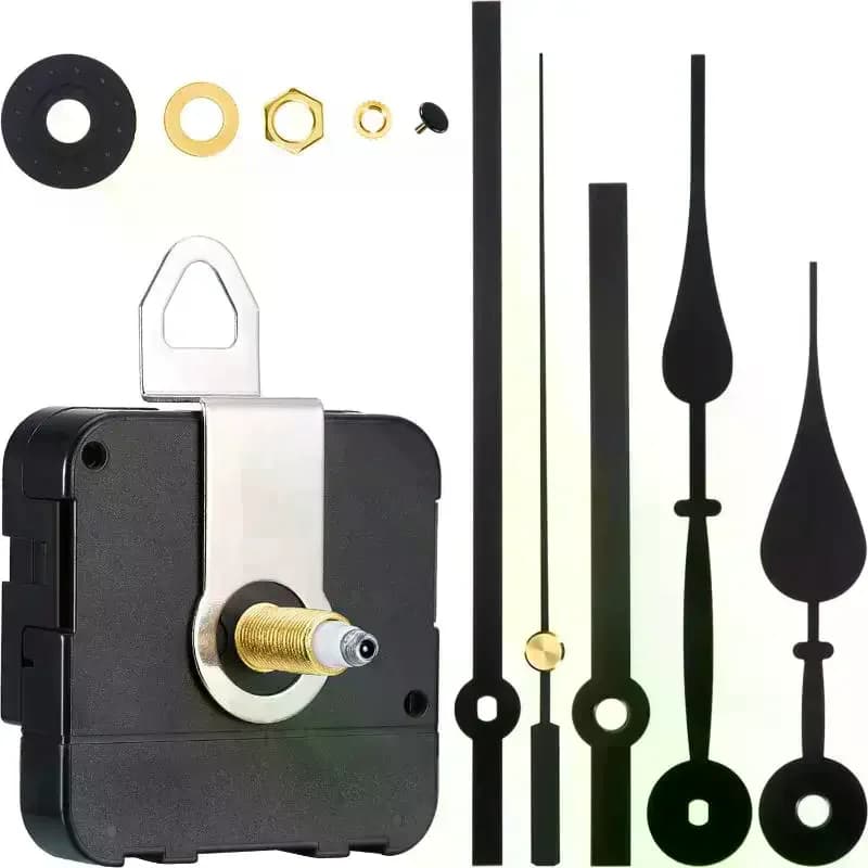 Parti di riparazione per orologi fai-da-te dal design innovativo: tavolo con meccanismo, movimento al quarzo e componenti per orologi da parete