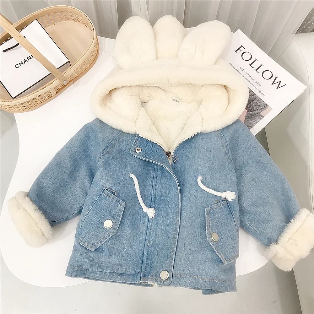 Giacche di jeans invernali 1-7T per ragazze Toddler Kid Baby Clothes neonato manica lunga con cappuccio cappotto caldo spesso Outwear per bambini Outwear Outfit