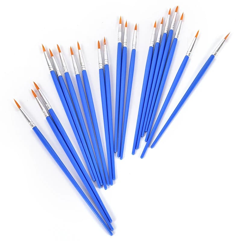 10Pcs Nylon Hair Artist Paint Brush Acrylic Watercolor Round Fine Hand Point Tip