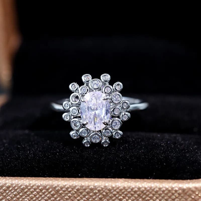 Chenrui Nuova edizione coreana Anello per bocca in fiore di sole con zirconi intarsiati di lusso leggero per gioielli versatili alla moda da donna