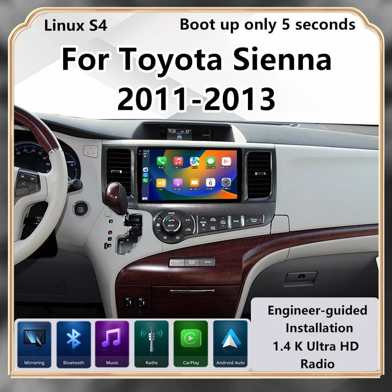Aggiornamento radio per Toyota Sienna 2011-2013 Wireless Carplay Car Multimedia Video Player Modifica Touch Screen Android Auto Car Play