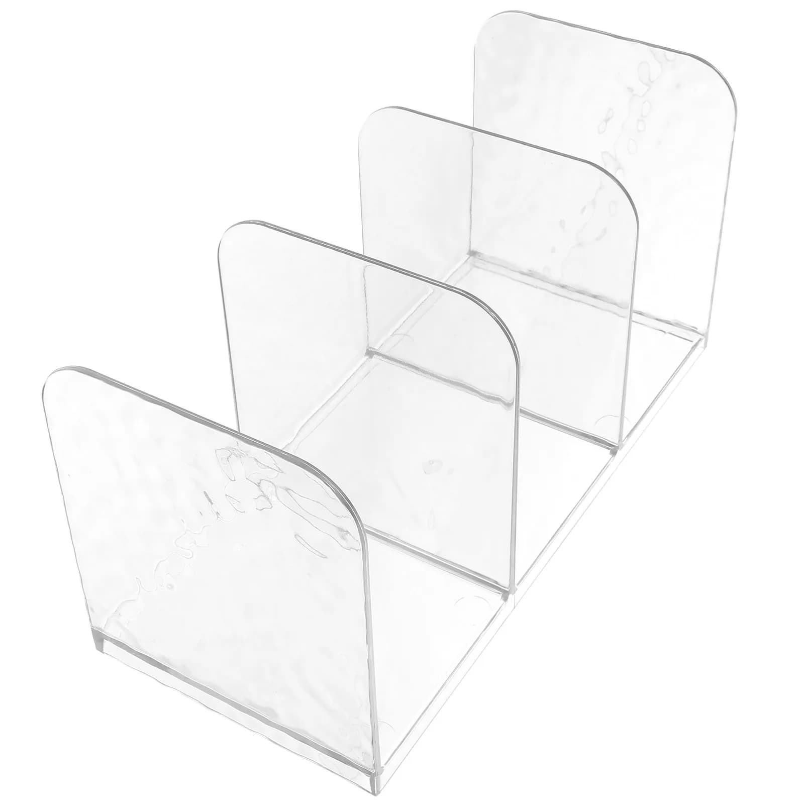 Organizzatore da Scrivania a 4 Scomparti in PET Trasparente per Ufficio e Studio, Porta Libri, Documenti, Riviste e Cartelle, Scaffale Verticale