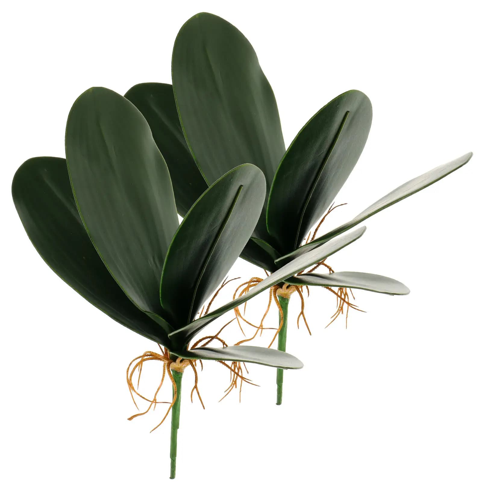 2Pcs Premium Artificial Phalaenopsis Leaves Realistic Fake Green Leaves for Home Office Wedding Decor Indoor Plant Alternative