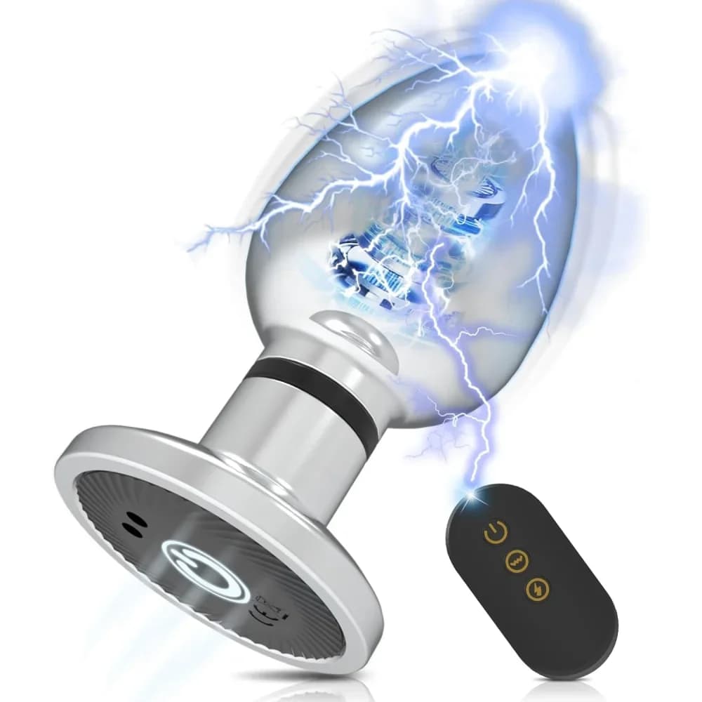 1set, Man and Woman Metal Electric Shock Anal Plug, Vibrating anal plug, butt plug, G-spot masturbation, Passionate party, adult