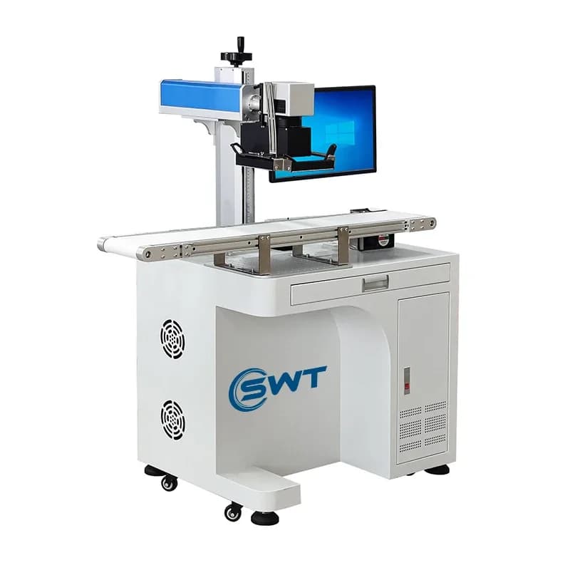 Macchina per incisione con marcatura laser a fibra volante con messa a fuoco automatica visiva con fotocamera CCD per tazza in acciaio inossidabile con penna in metallo