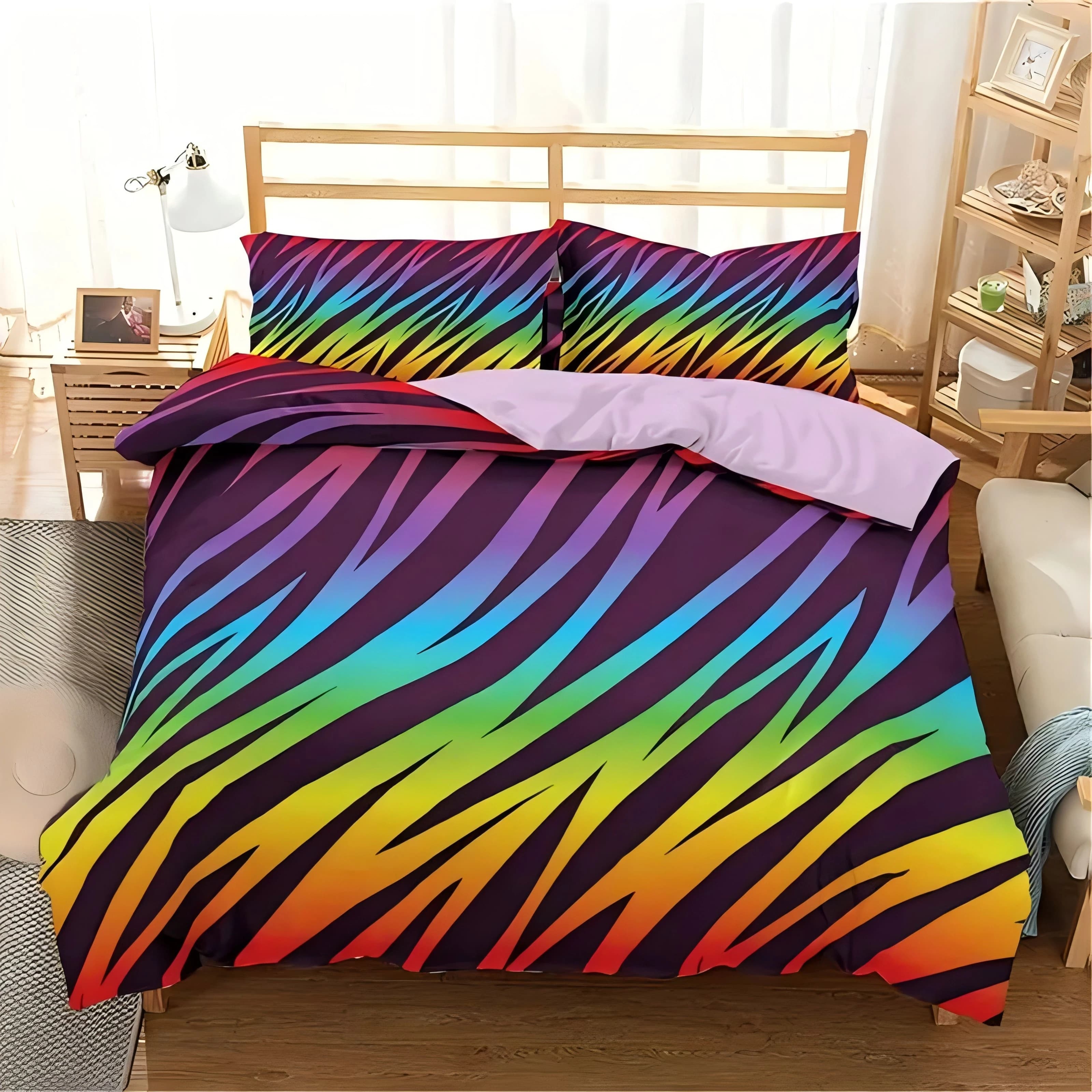 Copripiumino stampato in 3D con strisce arcobaleno Copripiumino morbido geometrico per tutte le stagioni Federa Tessili per la casa di lusso Set copripiumino