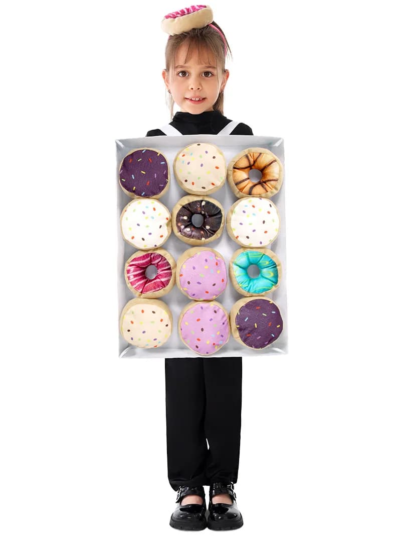 Nuovo stile cibo ruolo cosplay ciambella costume vestito divertente per bambino Halloween ciambella con cinturino in velcro