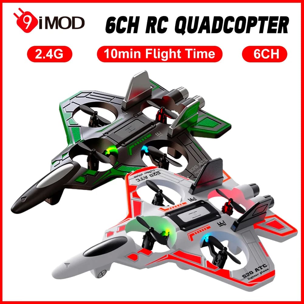 9IMOD 6CH Aliante telecomandato EPP Altitudine barometrica Acrobazico con un tasto 2.4G 6CH 10 minuti Tempo di volo Distanza 50M Aereo RC