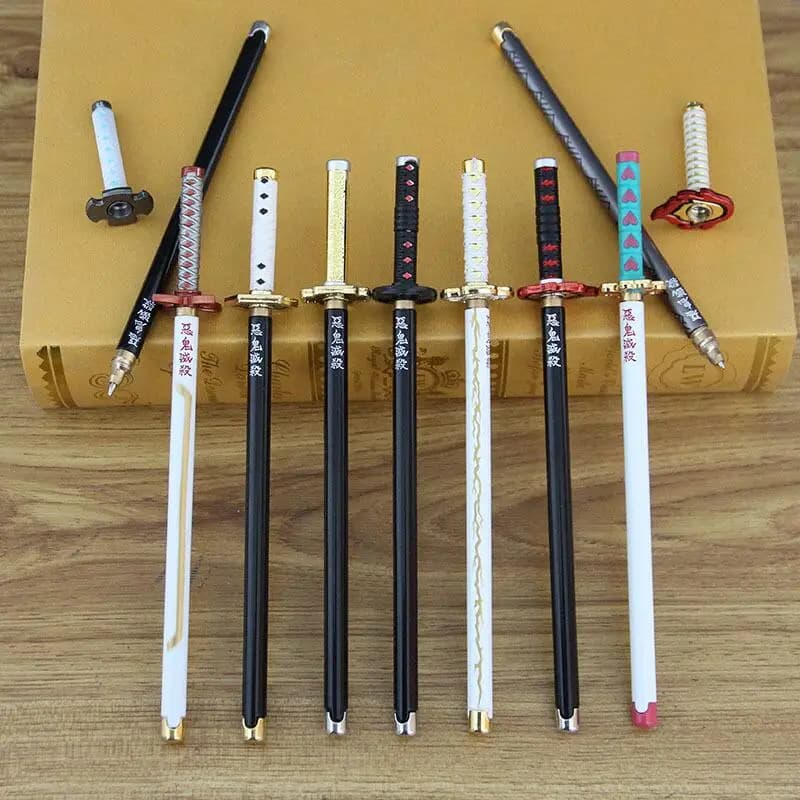 Penna Gel con Ricarica Nera a Tema Demon Slayer, Modello Anime Cartoon, Cancelleria per Studenti, Penna per Firma, Regalo di Compleanno Scolastico