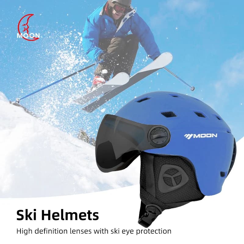MOON-Casco da sci professionale per adulti e giovani, universale per skateboard, snowboard, attrezzatura da neve, caldo, invernale