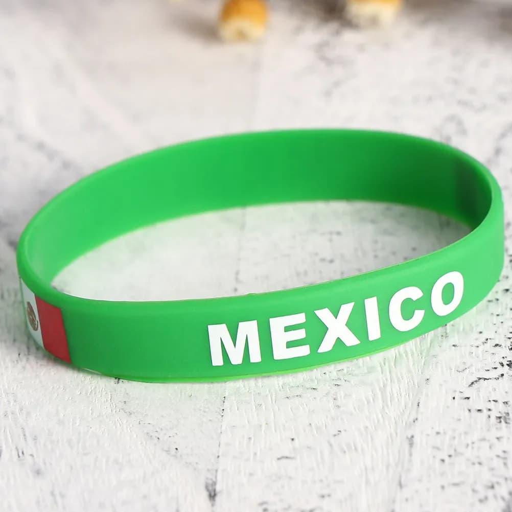 4 Pezzi Braccialetti in Silicone con Bandiere Nazionali, Braccialetti in Gomma Giapponese, Braccialetti in Silicone per Calcio