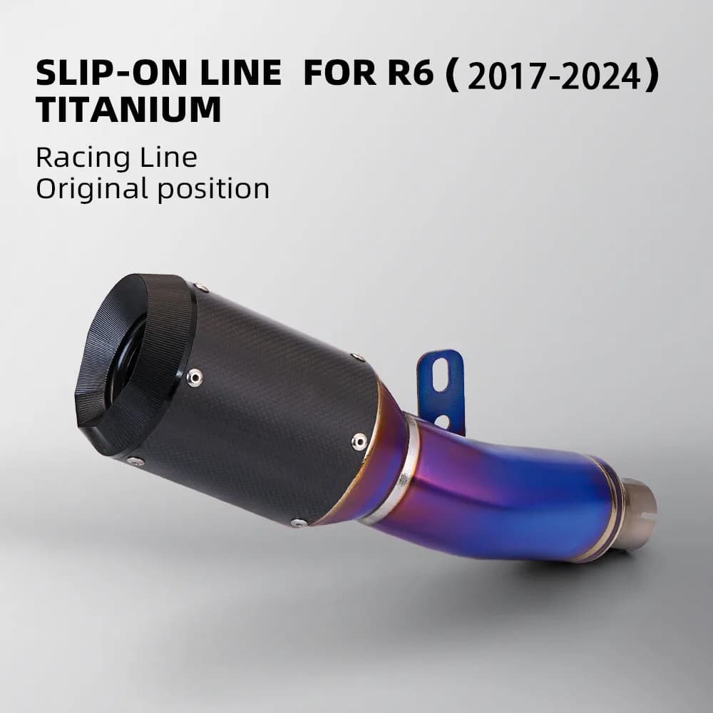 Scarico moto Modifica tubo di coda Silenziatore in fibra di carbonio in lega di titanio Collegare l'interfaccia originale per Yamaha YZF R6 2017-2024