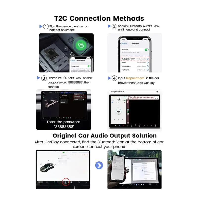 Nuovo Adattatore Wireless ABNR Mini per CarPlay e Android Auto, Box di Connessione WiFi Bluetooth per Tesla Model 3/X/Y/S