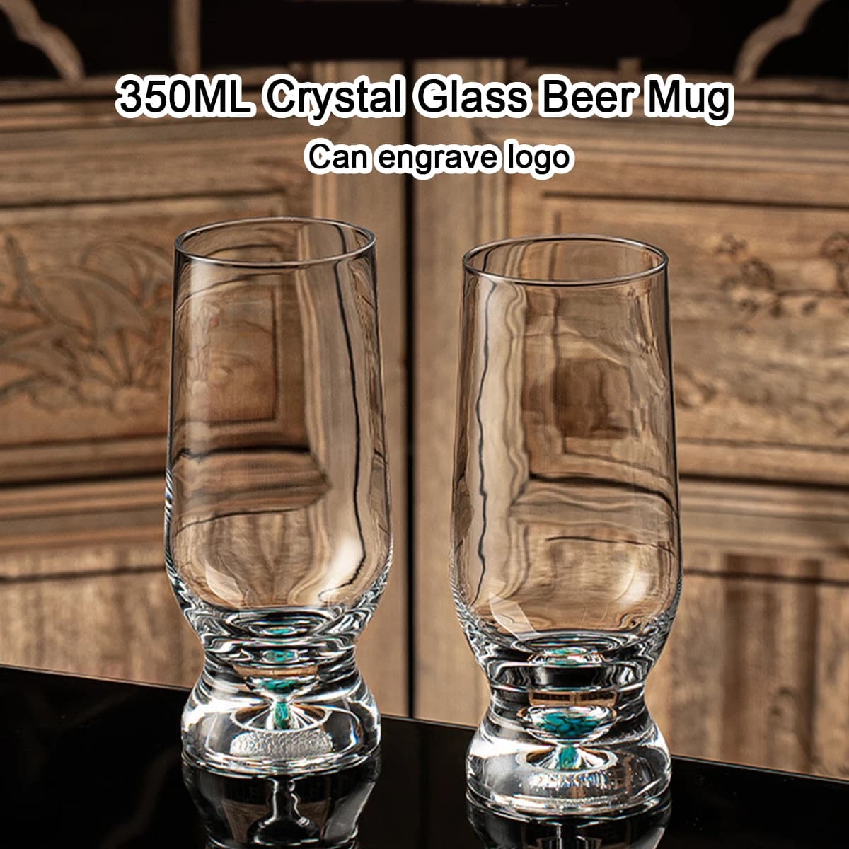 (Incisione del logo disponibile) Boccali da birra artigianale in cristallo da 100 ml/350 ml (confezione da due), boccali per succhi, boccali per acqua per uso domestico, boccali da whisky, regali di compleanno.