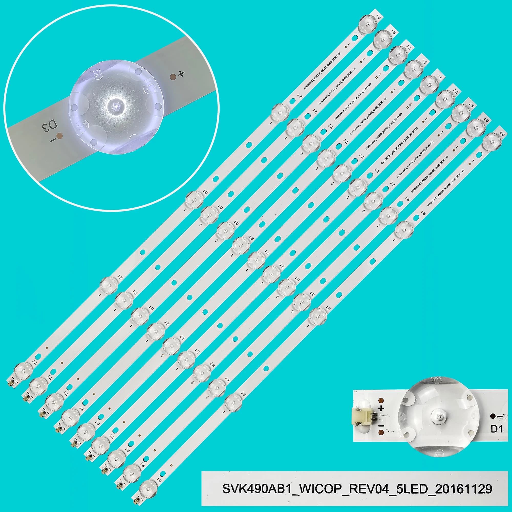 1/5/10 Kit 5 lampade striscia LED per SVK490AB1_WICOP_Rev04_5LED_20161129 49C310X